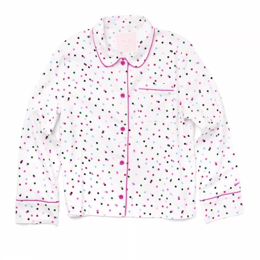 Bando White and Pink Party Dot Flannel Pajama Set